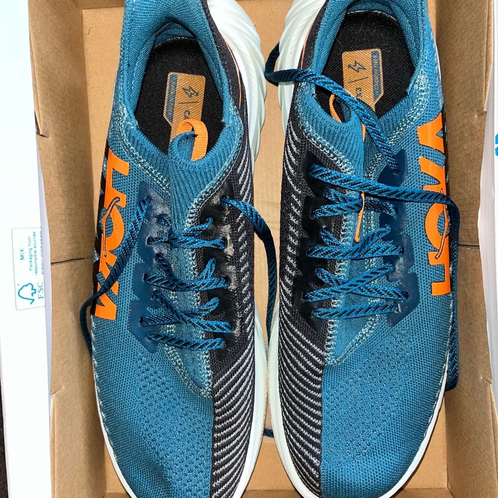 Hoka Teal and Orange Athletic Sneakers